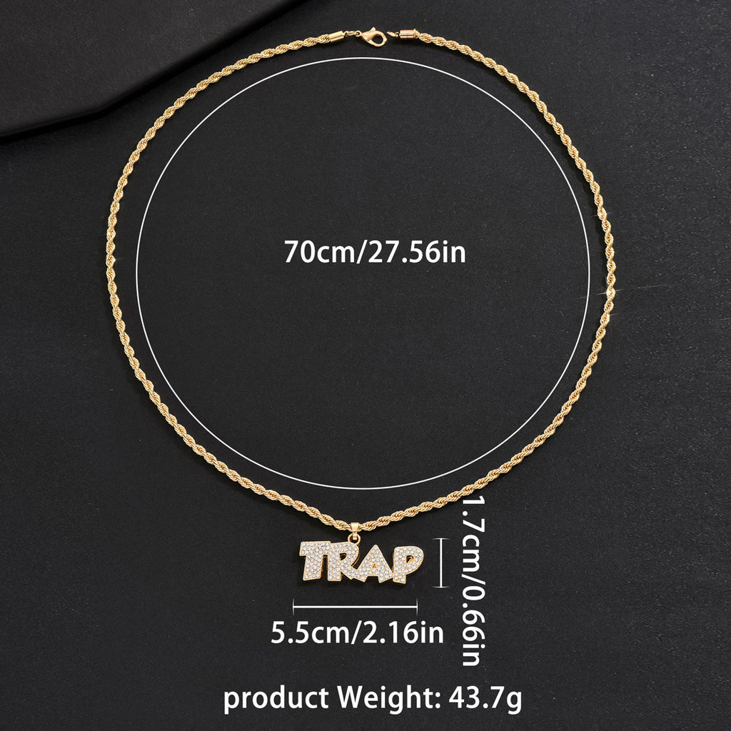 Simple and unique necklace with letters and diamonds