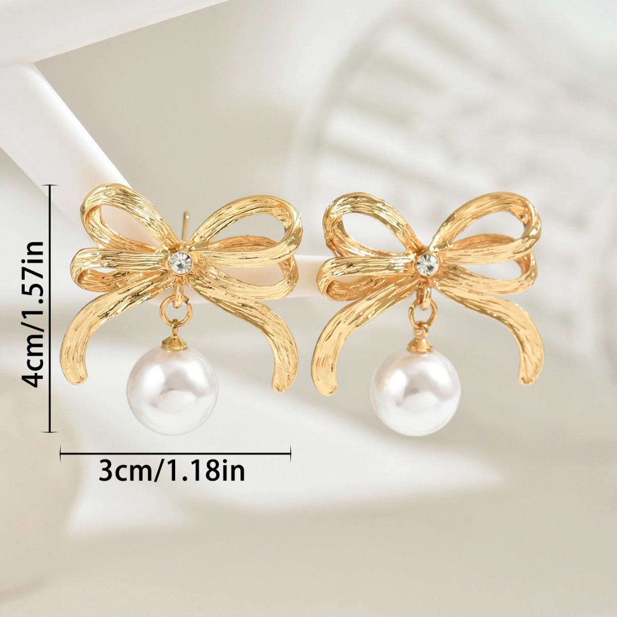 New Bowknot Pearl Inlaid High-End Earrings
