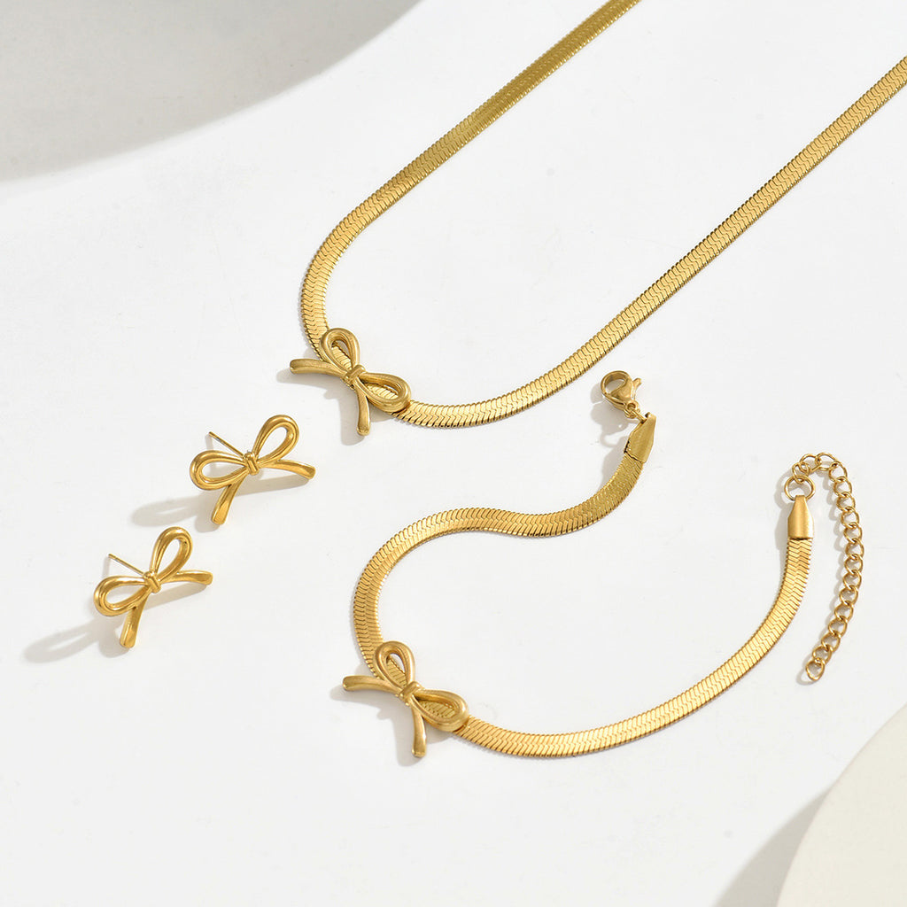 Geometric Bowknot Necklace and Earring Set
