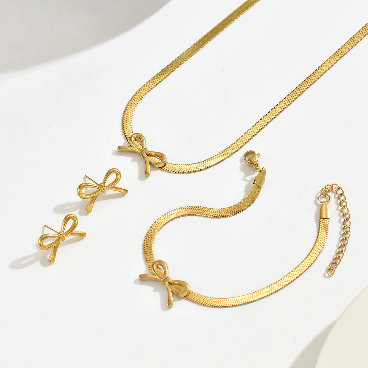 Geometric Bowknot Necklace and Earring Set