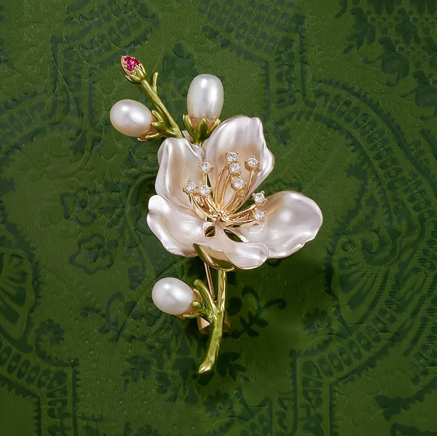 Peach blossom brooch