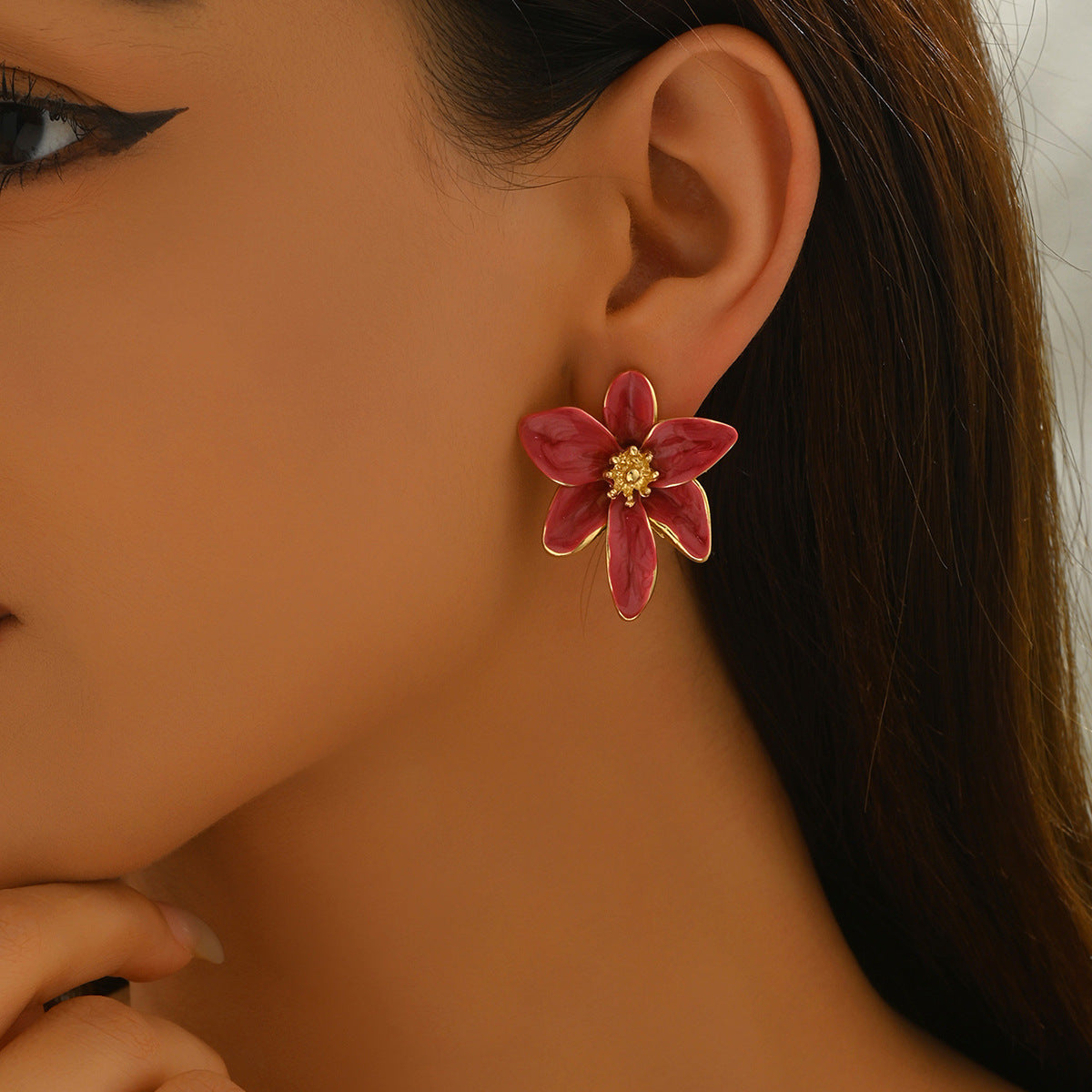 Delicate floral earrings, 18k gold plated high-end earrings