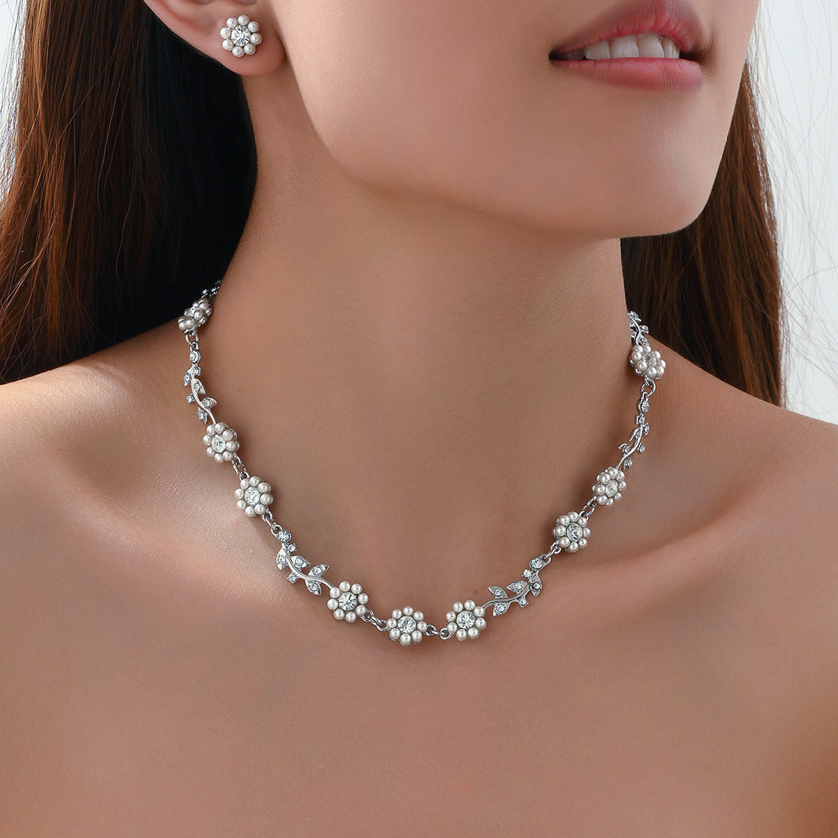 Personalized Pearl Necklace and Earring Set