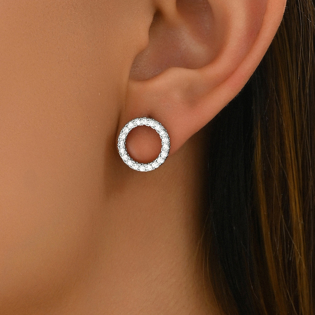 Geometric inlaid zircon, high-end earrings