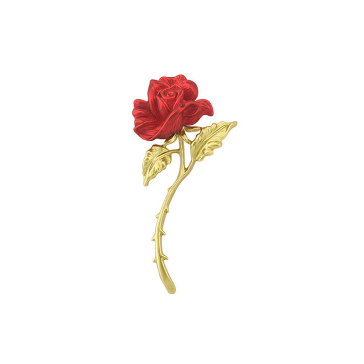red rose brooch