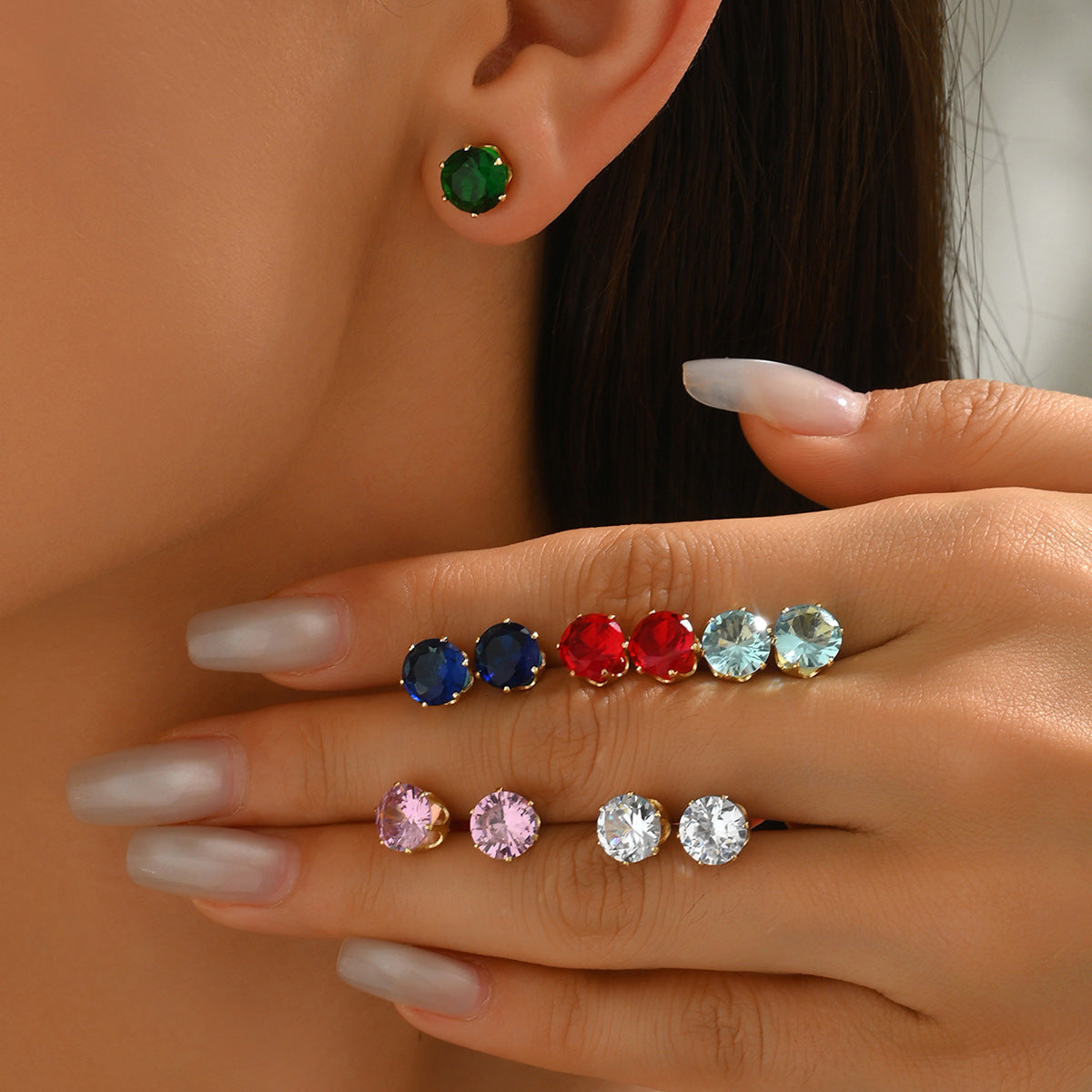 Mosaic Colored Zircon Earrings