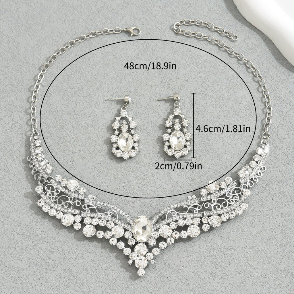 Niche diamond-encrusted necklace and earring sets.
