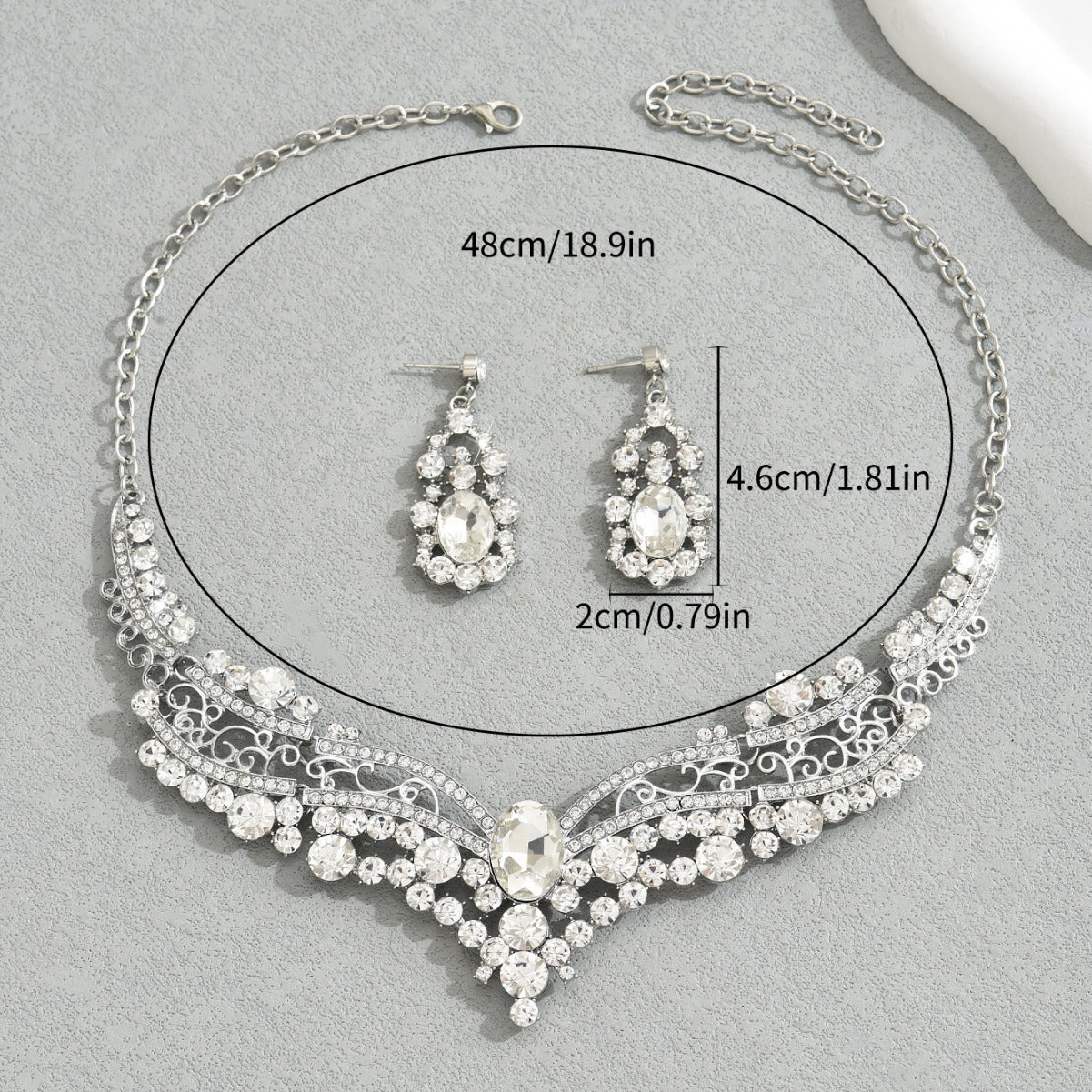 Niche diamond-encrusted necklace and earring sets.