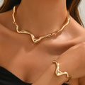 Lava Metal Bracelet Necklace Jewelry Set