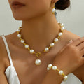 Mother-of-pearl earrings, necklace, and bracelet set