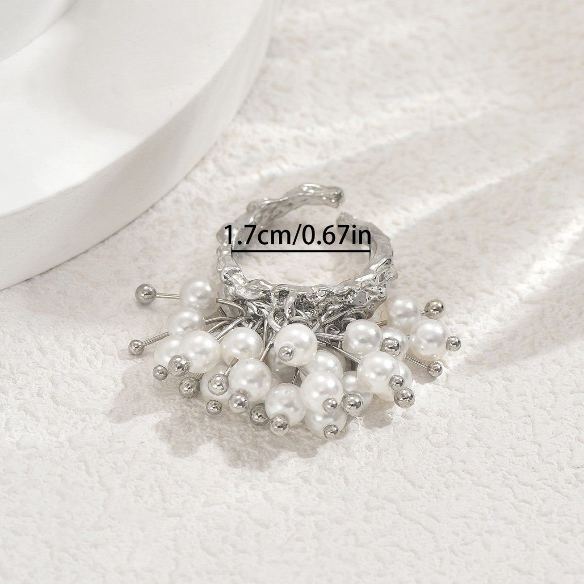 Baroque open pearl inlaid irregular ring