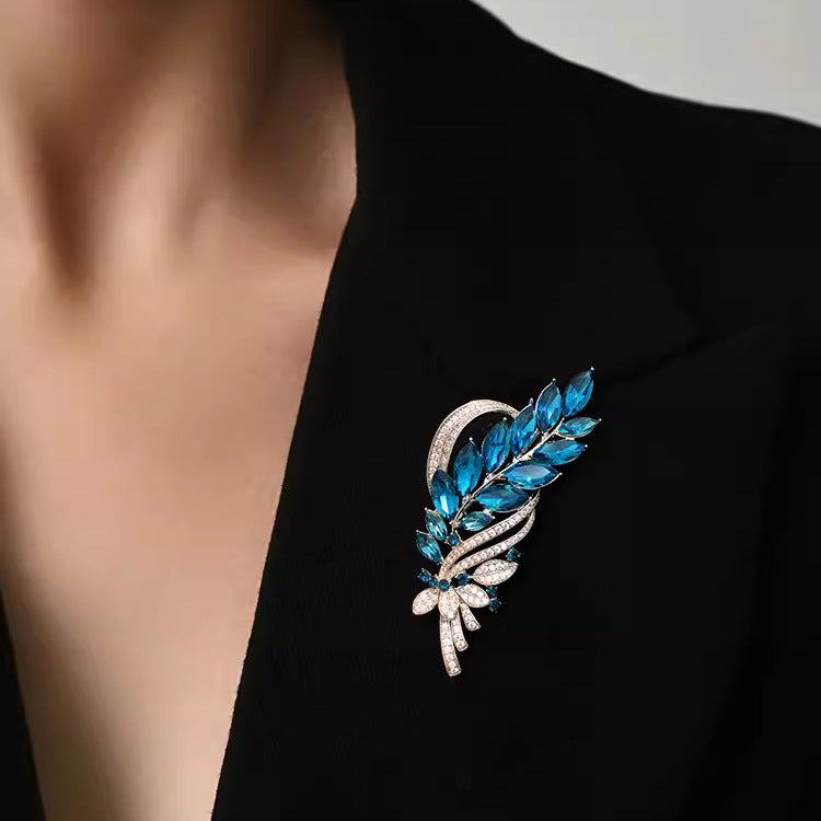 Blue Wheat Ear Brooch