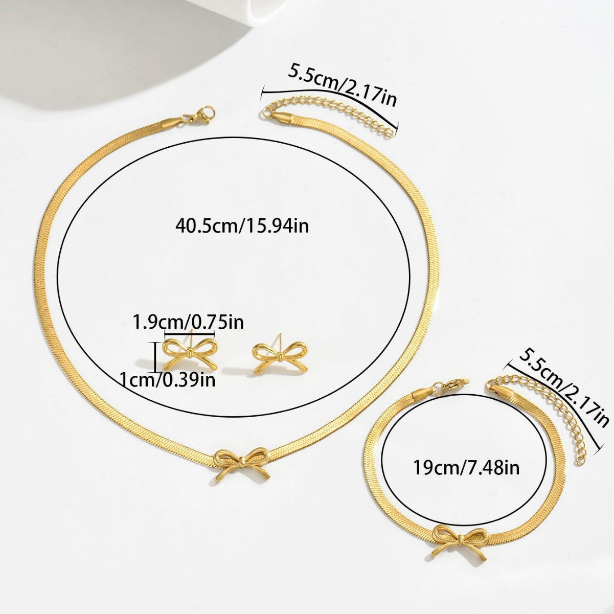 Geometric Bowknot Necklace and Earring Set