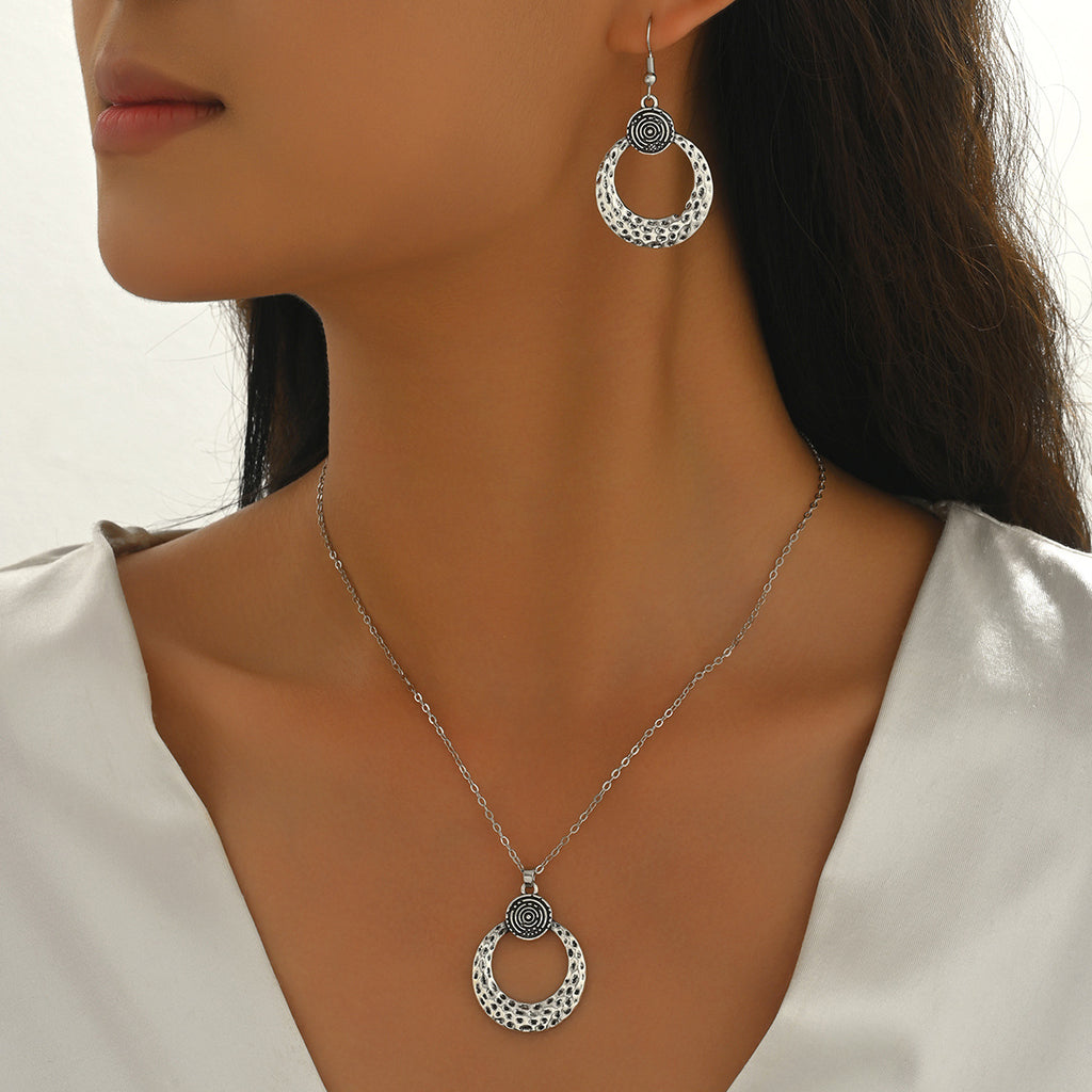 Vintage Bohemian Hoop Necklace and Chic Earring Set