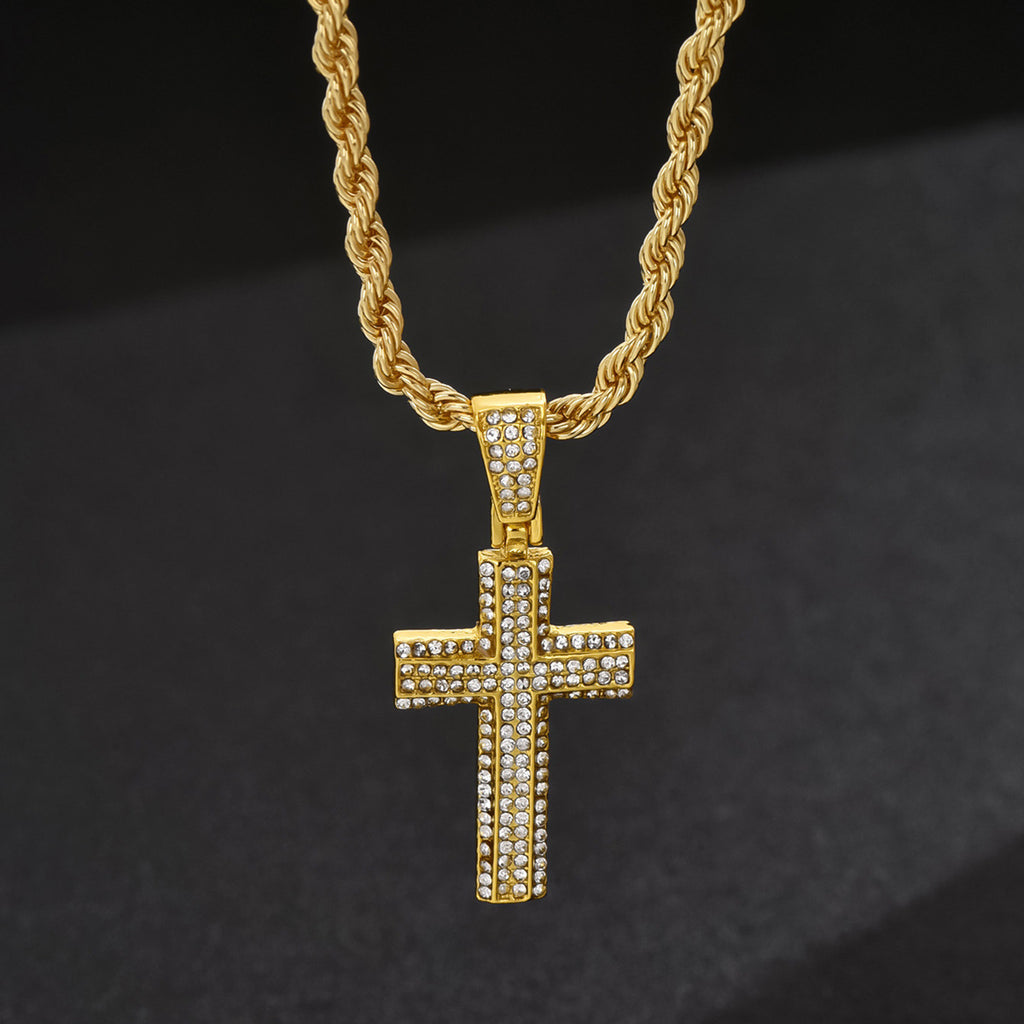 Cross-set  pendant Cuban  necklace