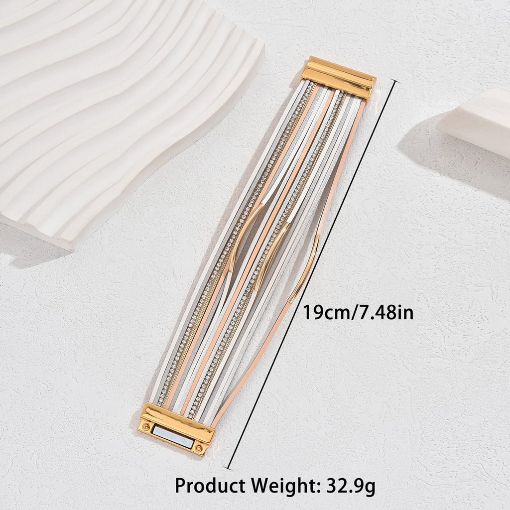 Niche high-end diamond-set multi-layered bracelet