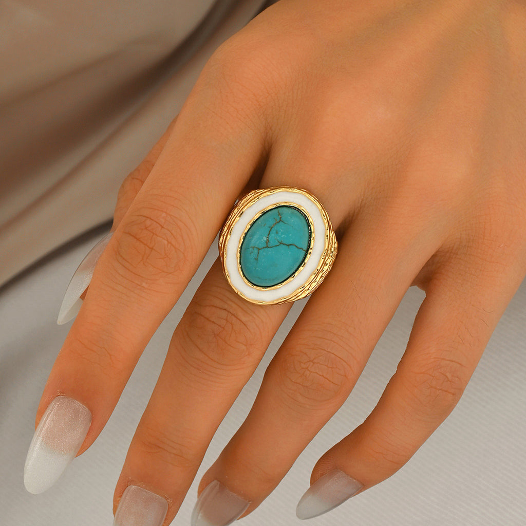 Vintage turquoise multi-layered open ring