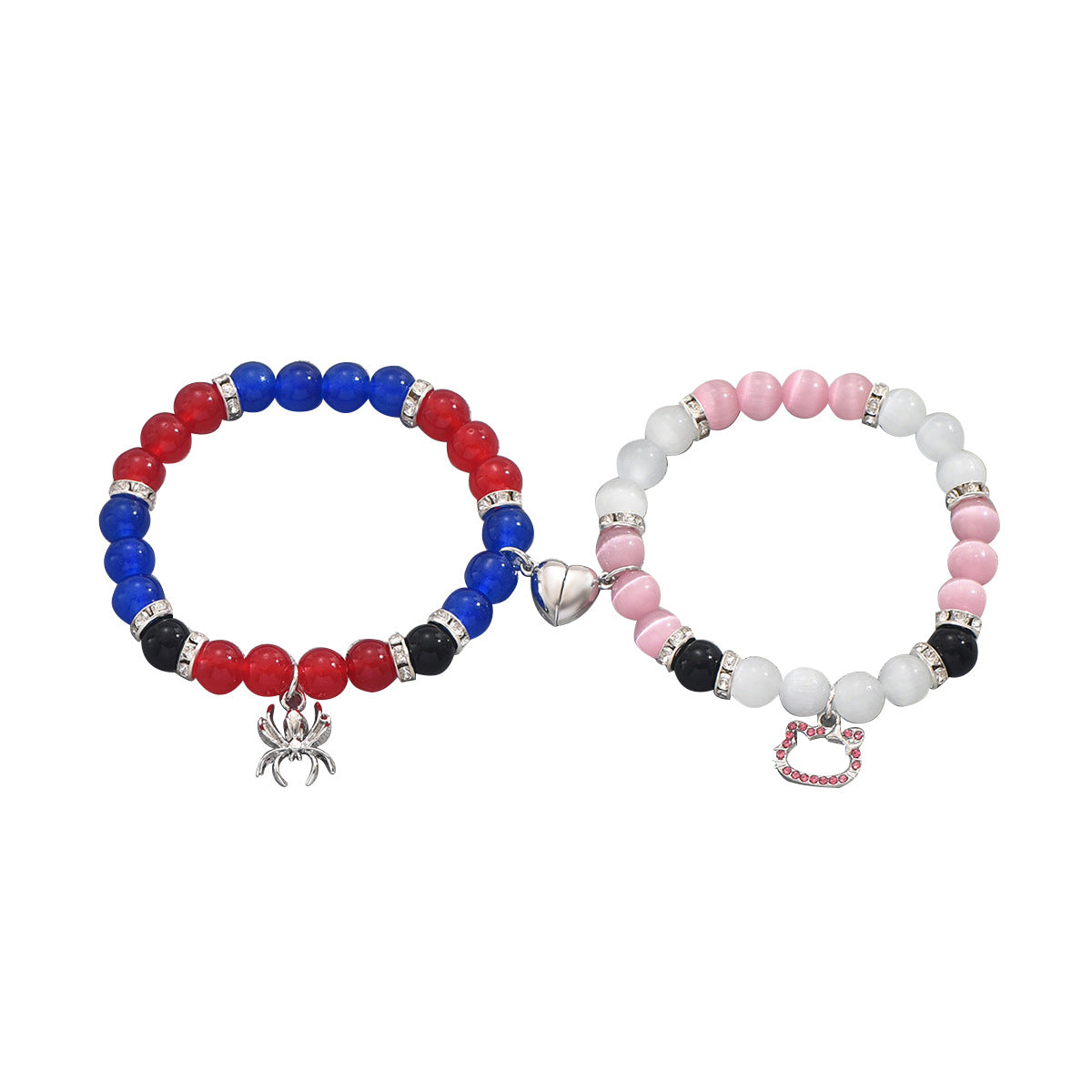 Heart-shaped cartoon cat bracelet set