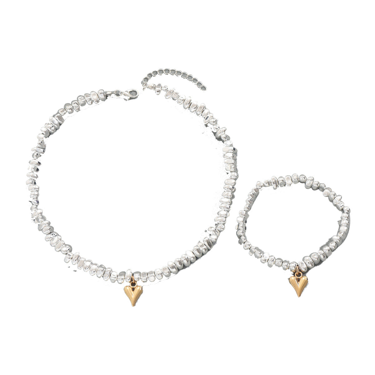 Heart-shaped women's necklace and bracelet set