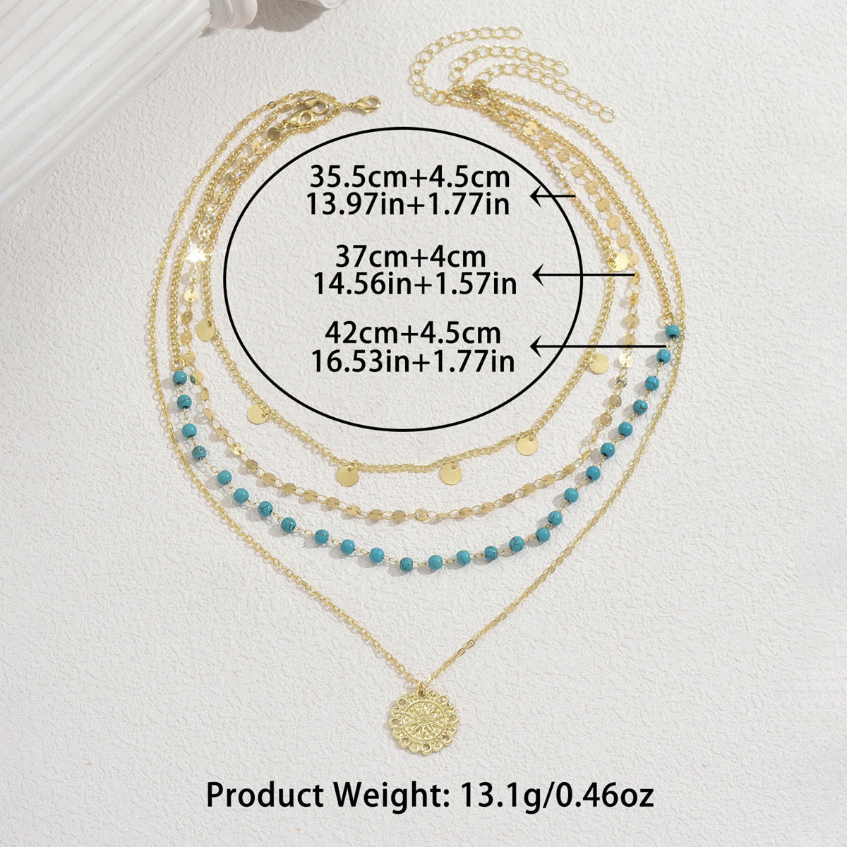 Turquoise Flower Multi-Layer Necklace