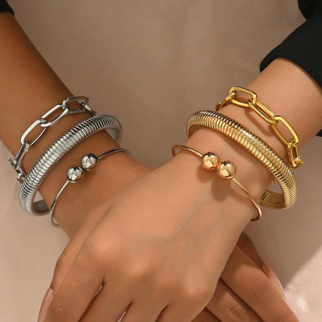 Geometric metal woven high-end bracelet jewelry set