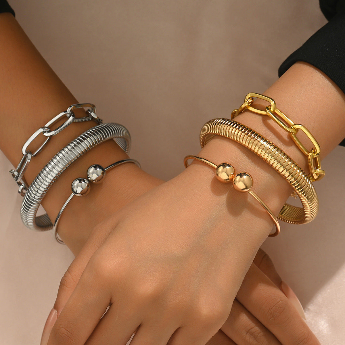 Geometric metal woven high-end bracelet jewelry set