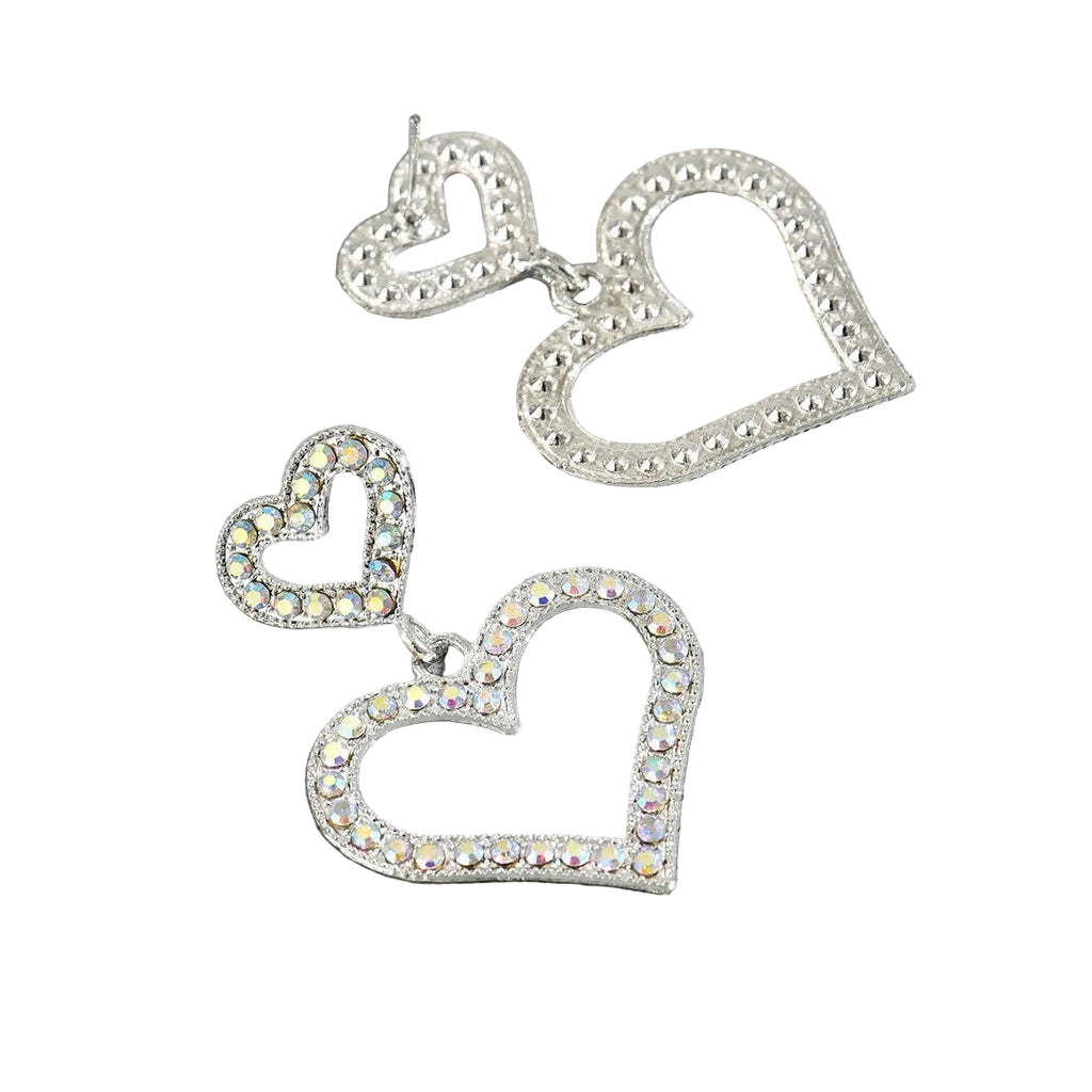 Fashionable Heart-Shaped Diamond Earrings