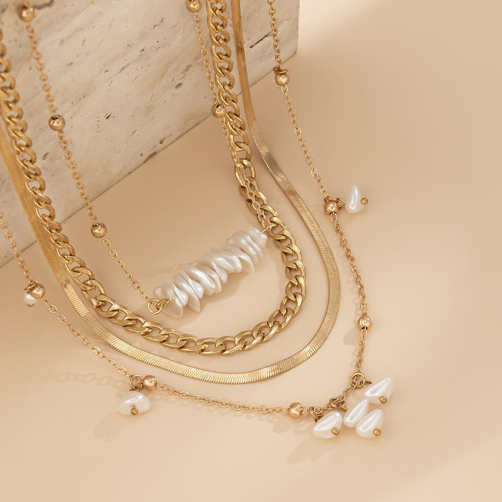 Creative Irregular Pearl Multi-Layer Necklace