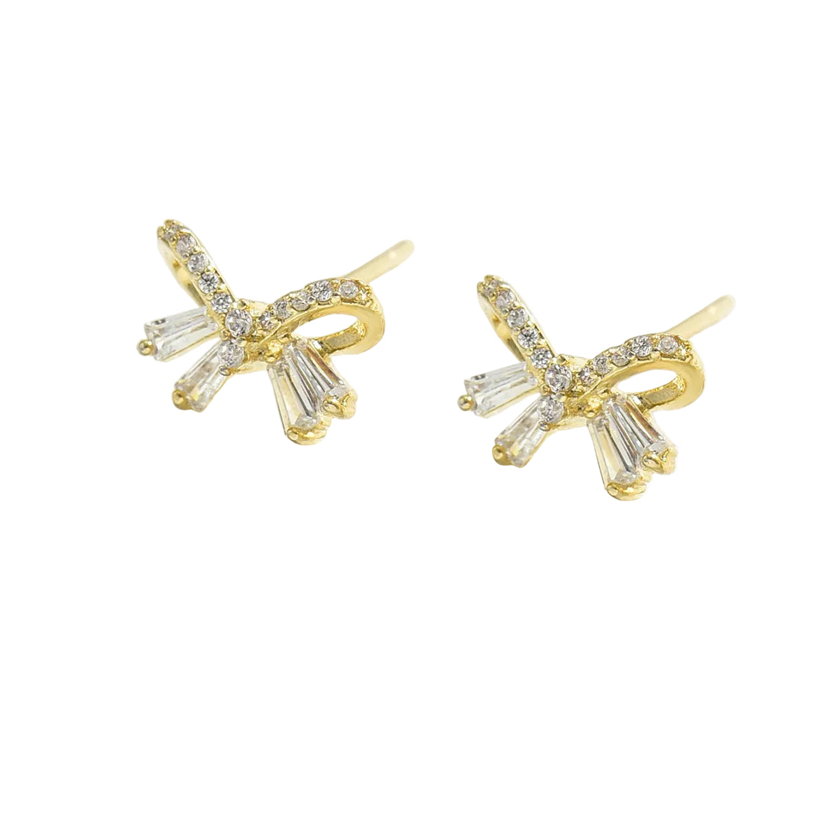 New zircon-inlaid bowknot design earrings
