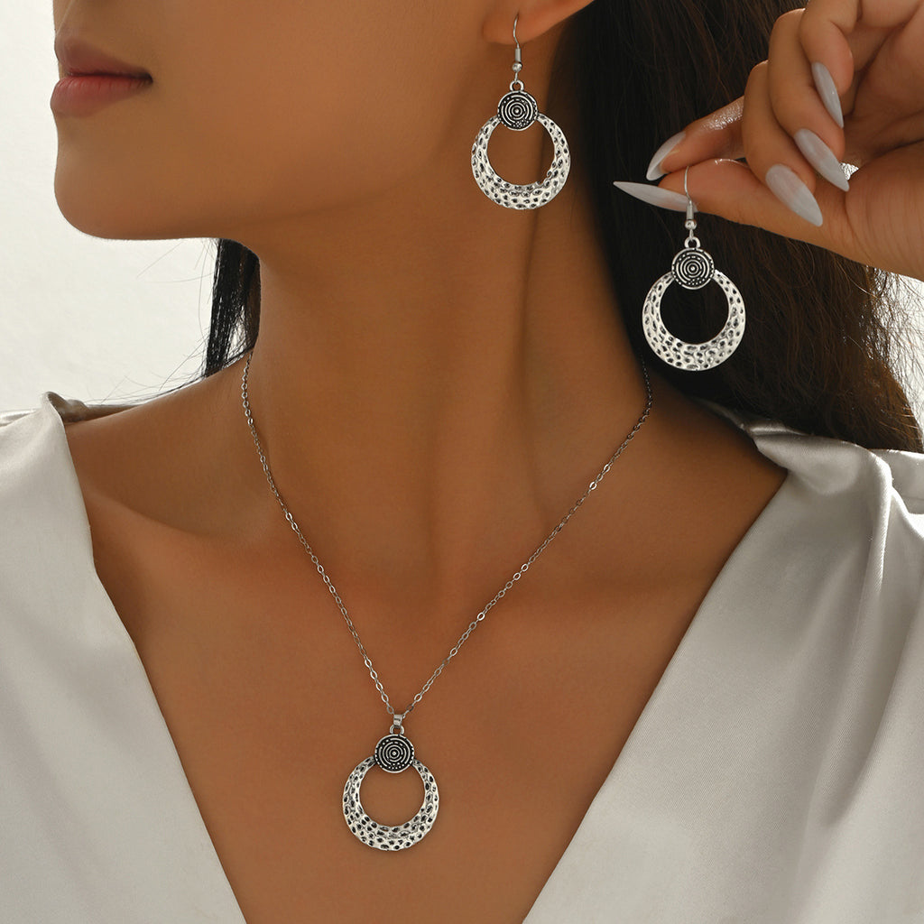 Vintage Bohemian Hoop Necklace and Chic Earring Set