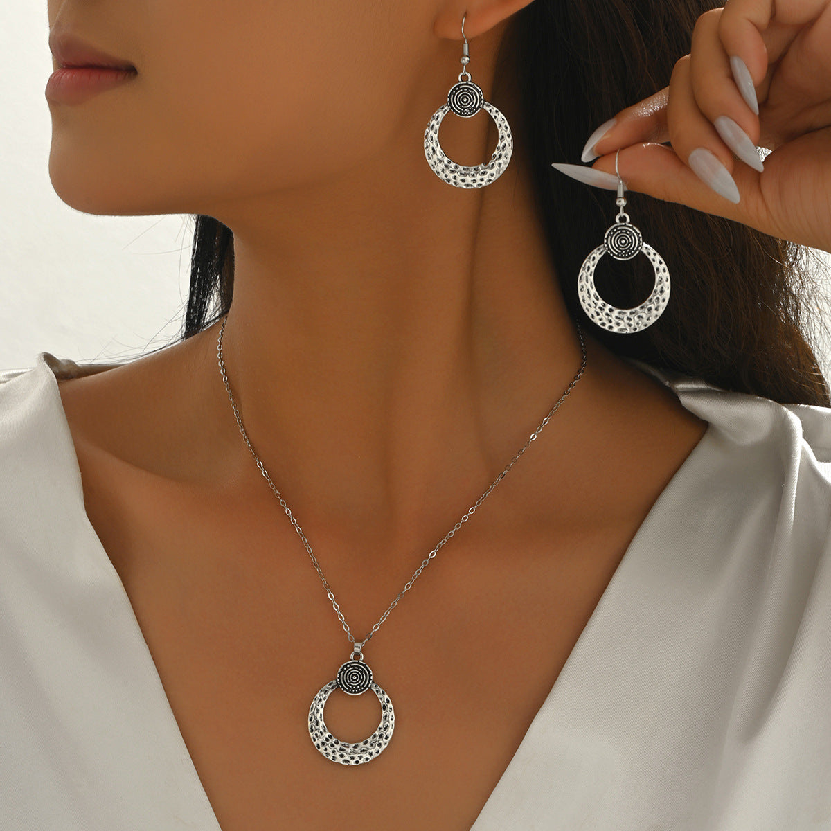 Vintage Bohemian Hoop Necklace and Chic Earring Set