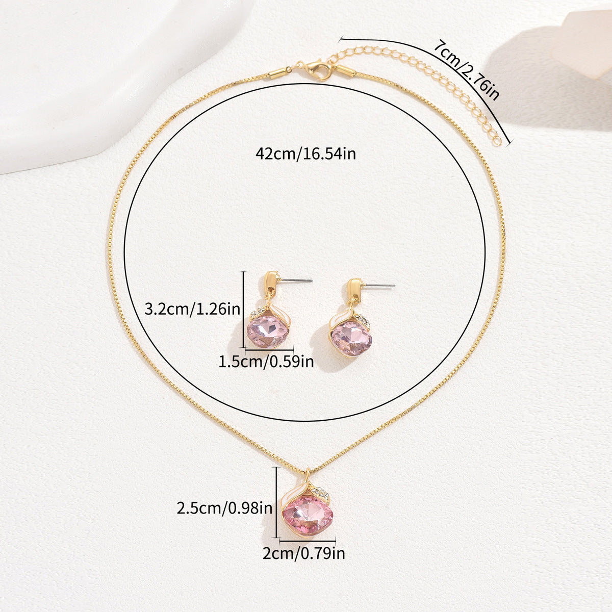 Powder Diamond Flower Clavicle Necklace and Earring Set