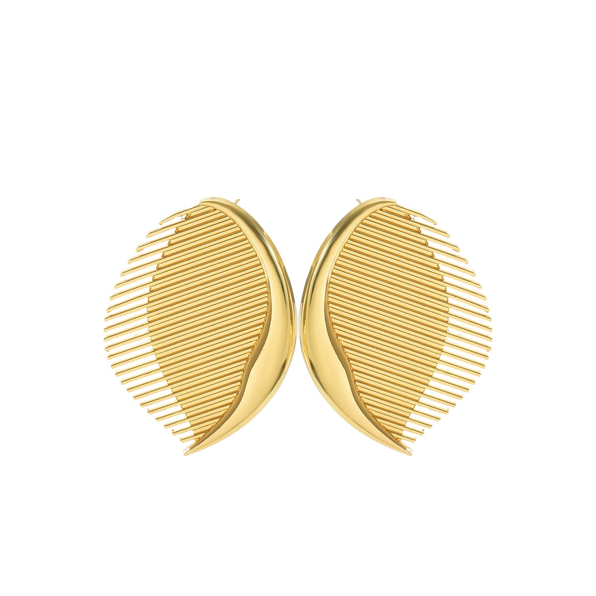 Women's metal fan-shaped leaf stud earrings