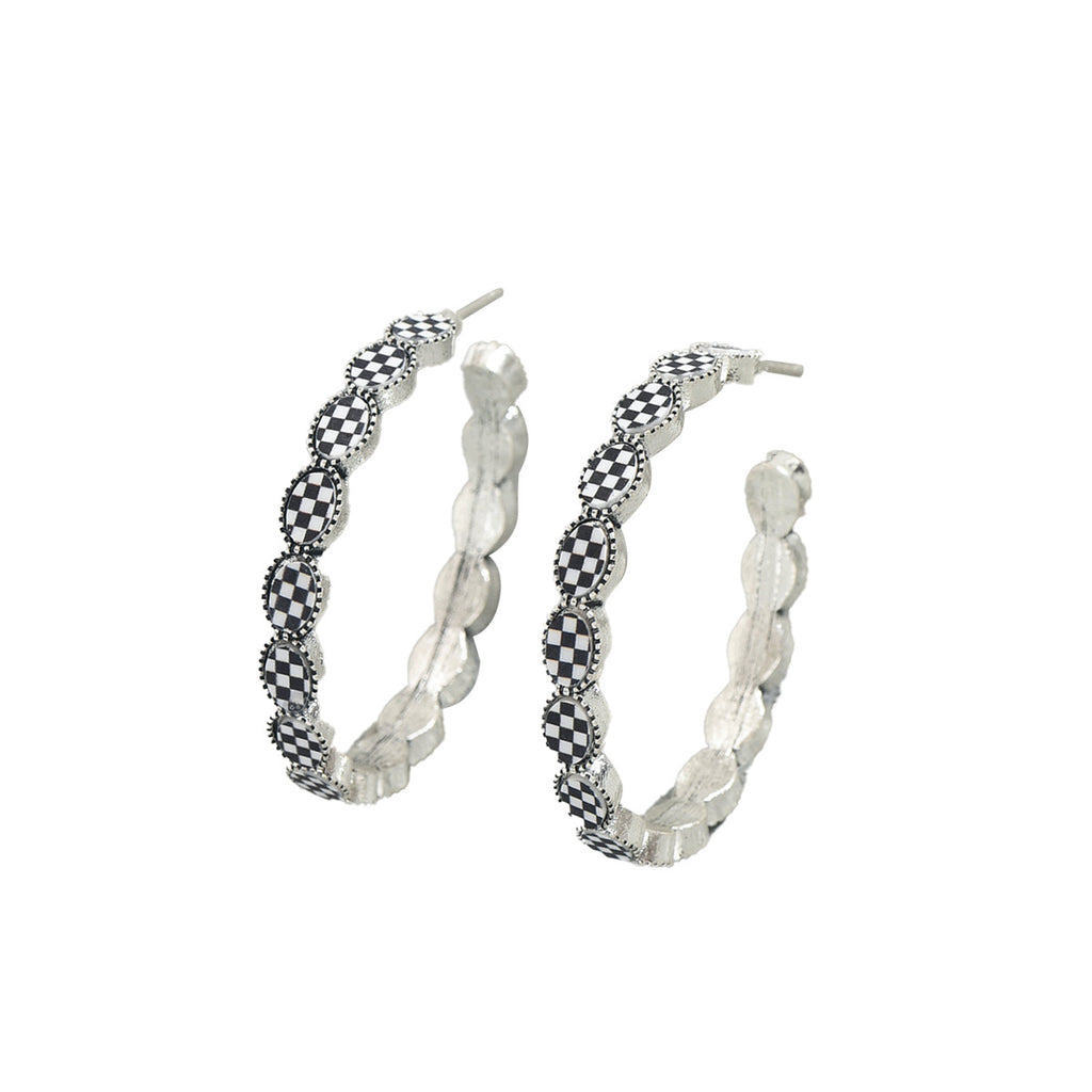 Vintage-style gemstone-encrusted C-shaped earrings