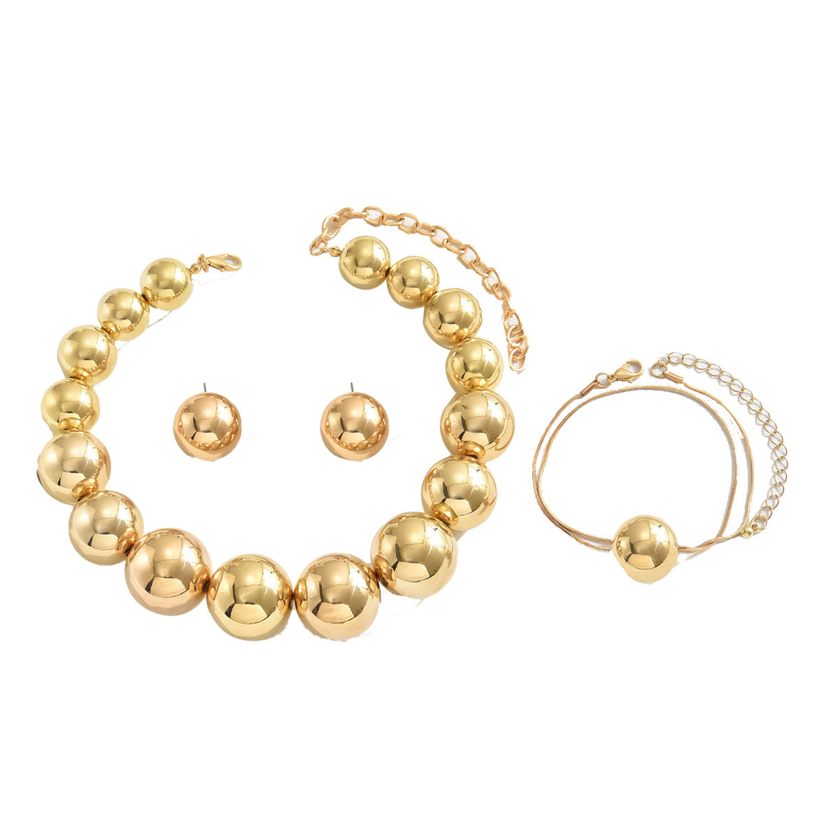 Fashionable OL bracelet, necklace, earrings, and light luxury spherical set