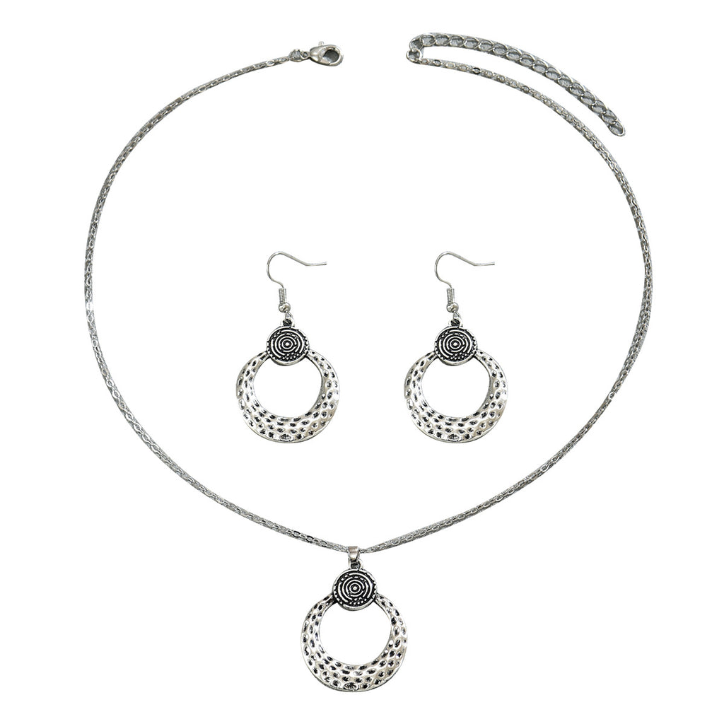 Vintage Bohemian Hoop Necklace and Chic Earring Set