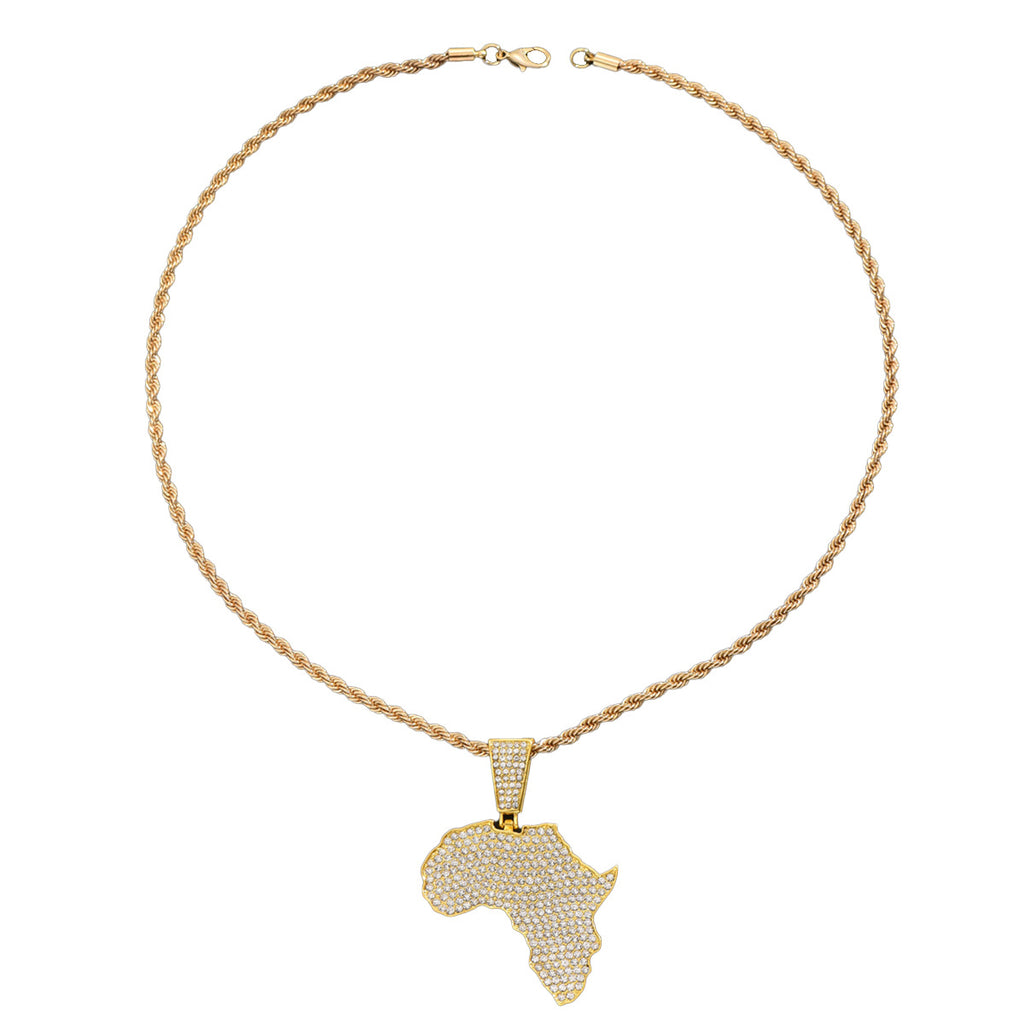 Personalized map pendant Cuban necklace for men