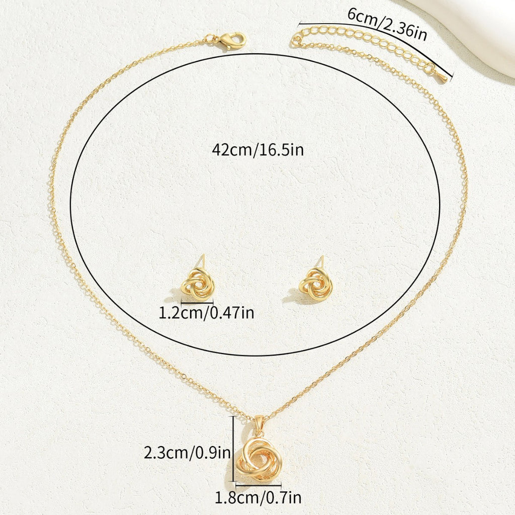 High-end metal earrings and clavicle chain set