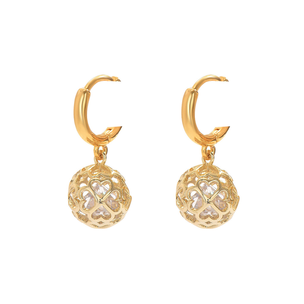 Geometric inlaid zircon, high-end earrings