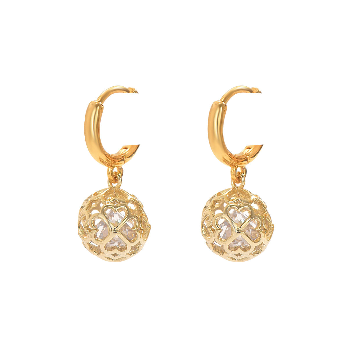 Geometric inlaid zircon, high-end earrings