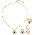 Evil Eye Inlaid Zirconia Clavicle Chain, Versatile Ring and Earring Set