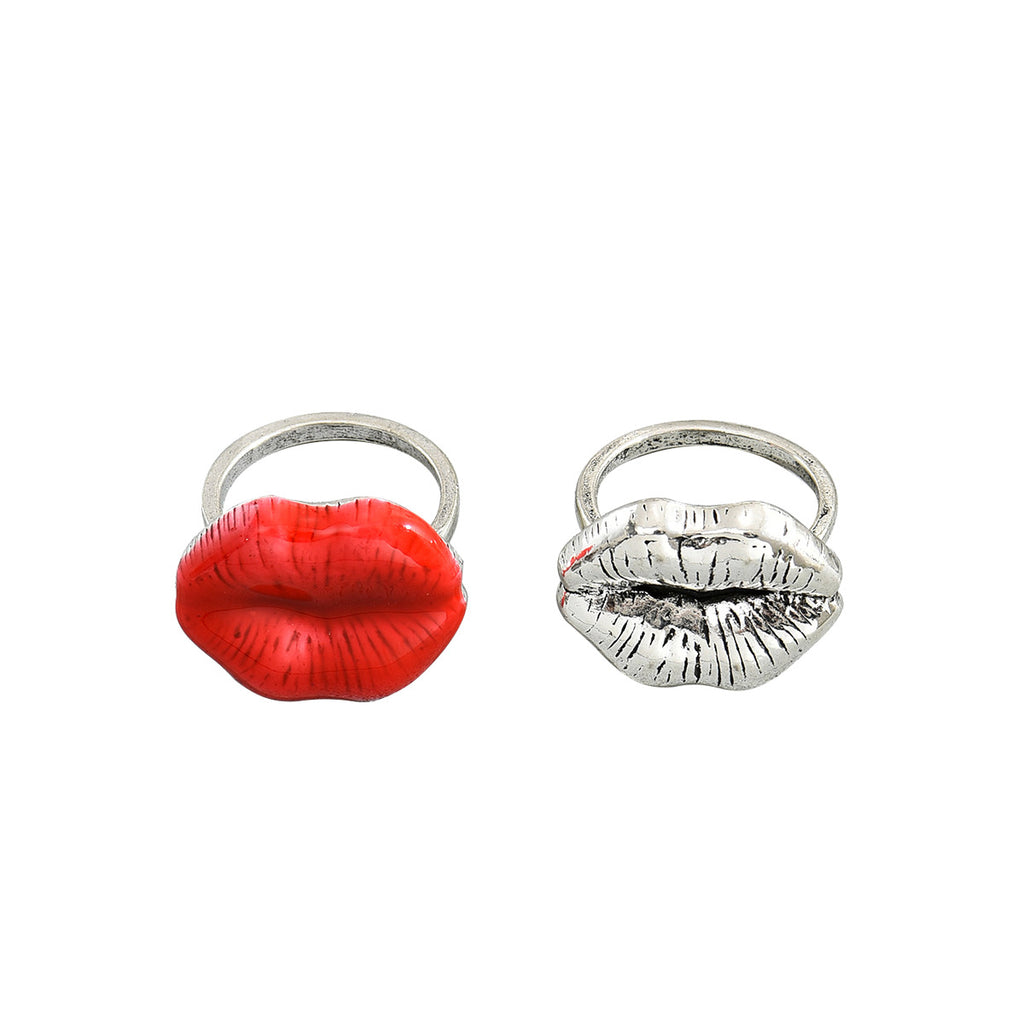 Retro women's plain band hip-hop lip ring