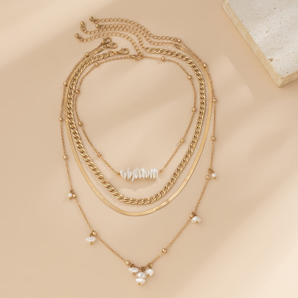 Creative Irregular Pearl Multi-Layer Necklace