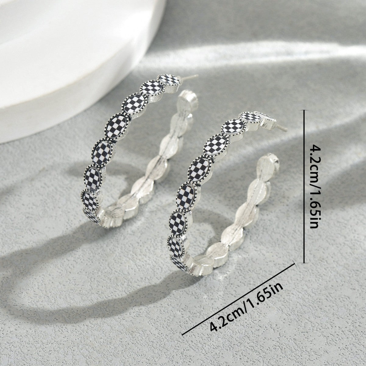 Vintage-style gemstone-encrusted C-shaped earrings