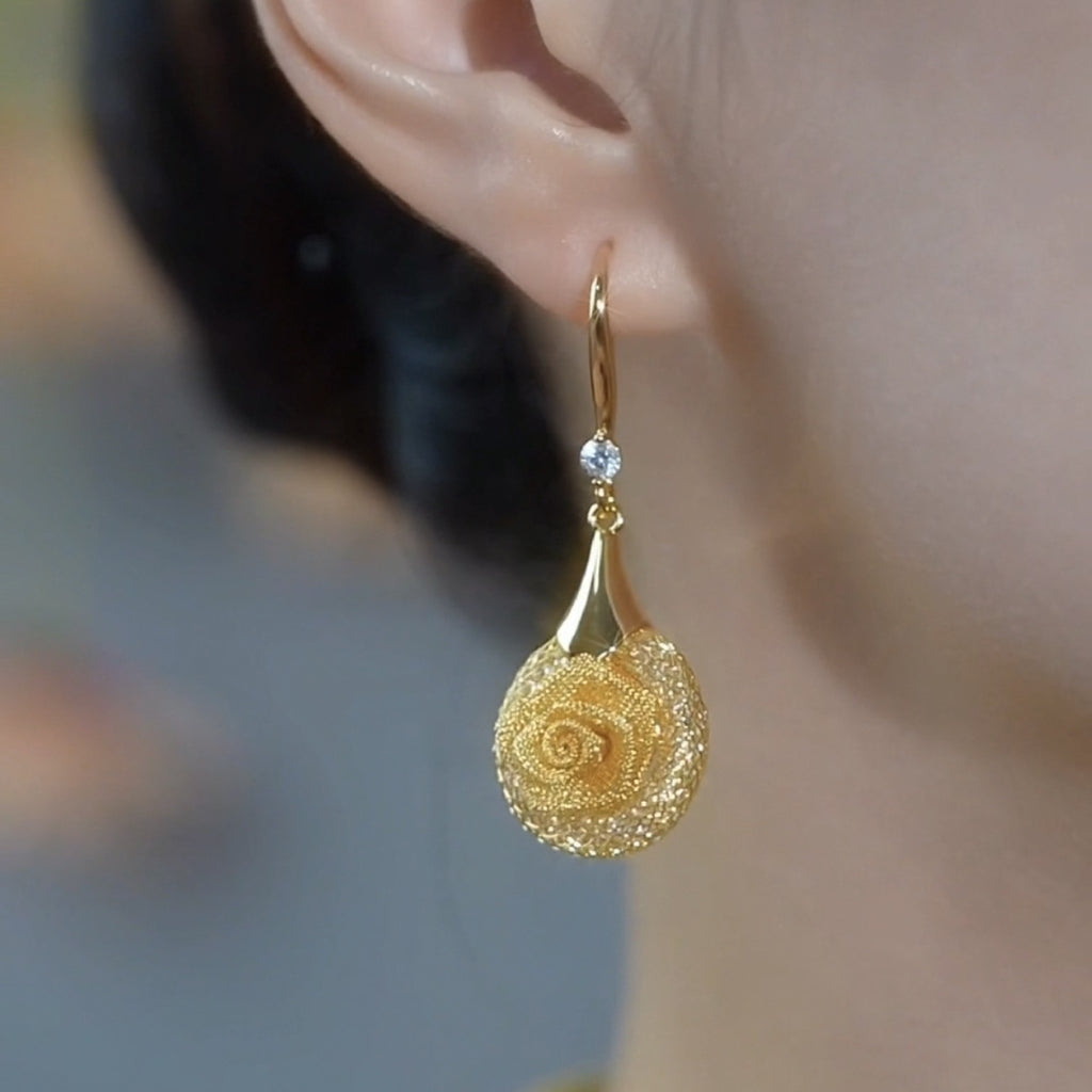 High-end elegant rose earrings