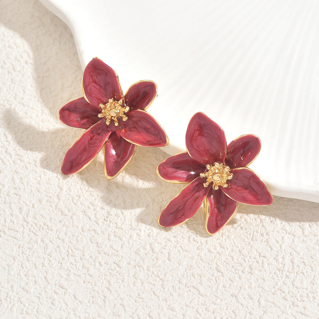 Delicate floral earrings, 18k gold plated high-end earrings