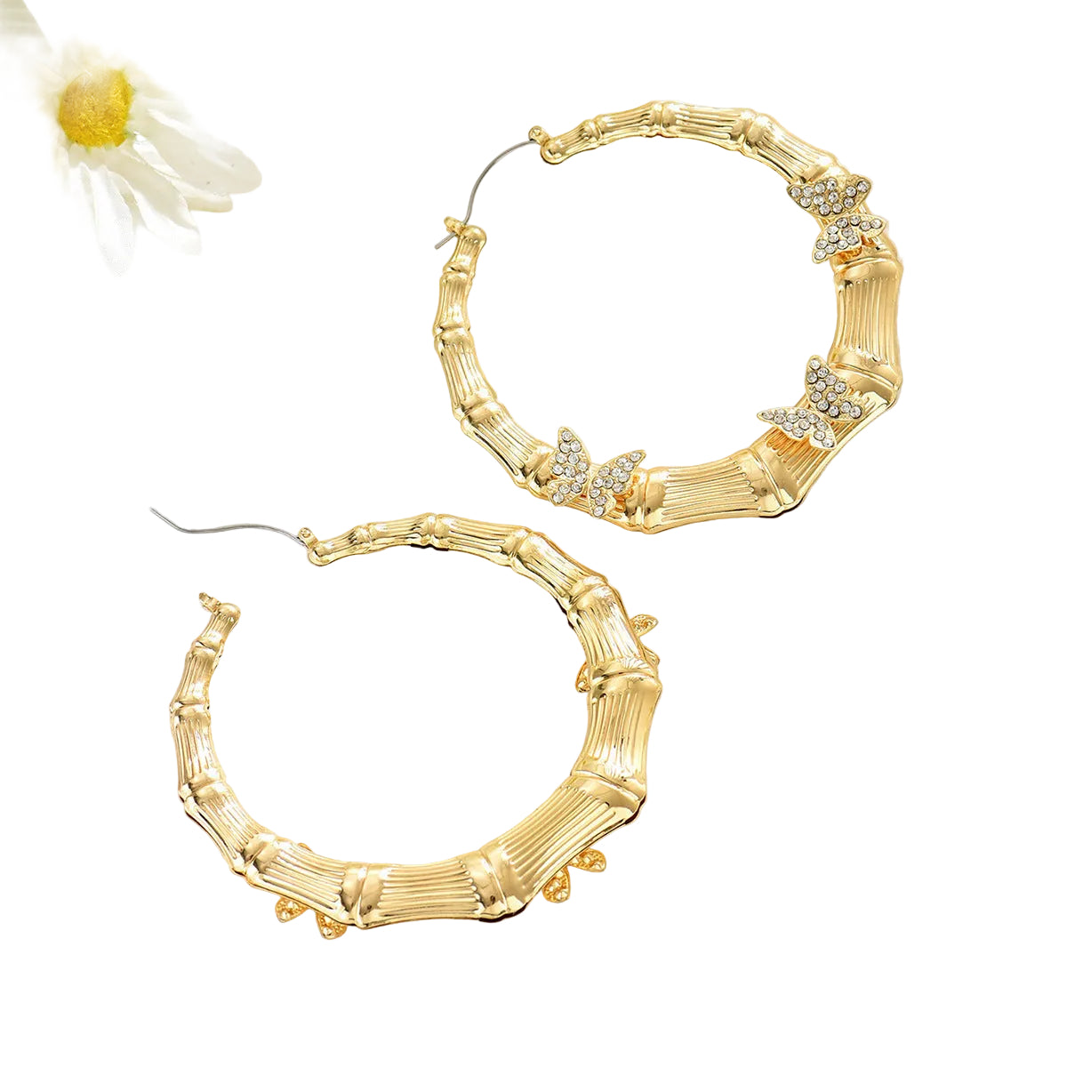 Diamond lady butterfly large hoop earrings