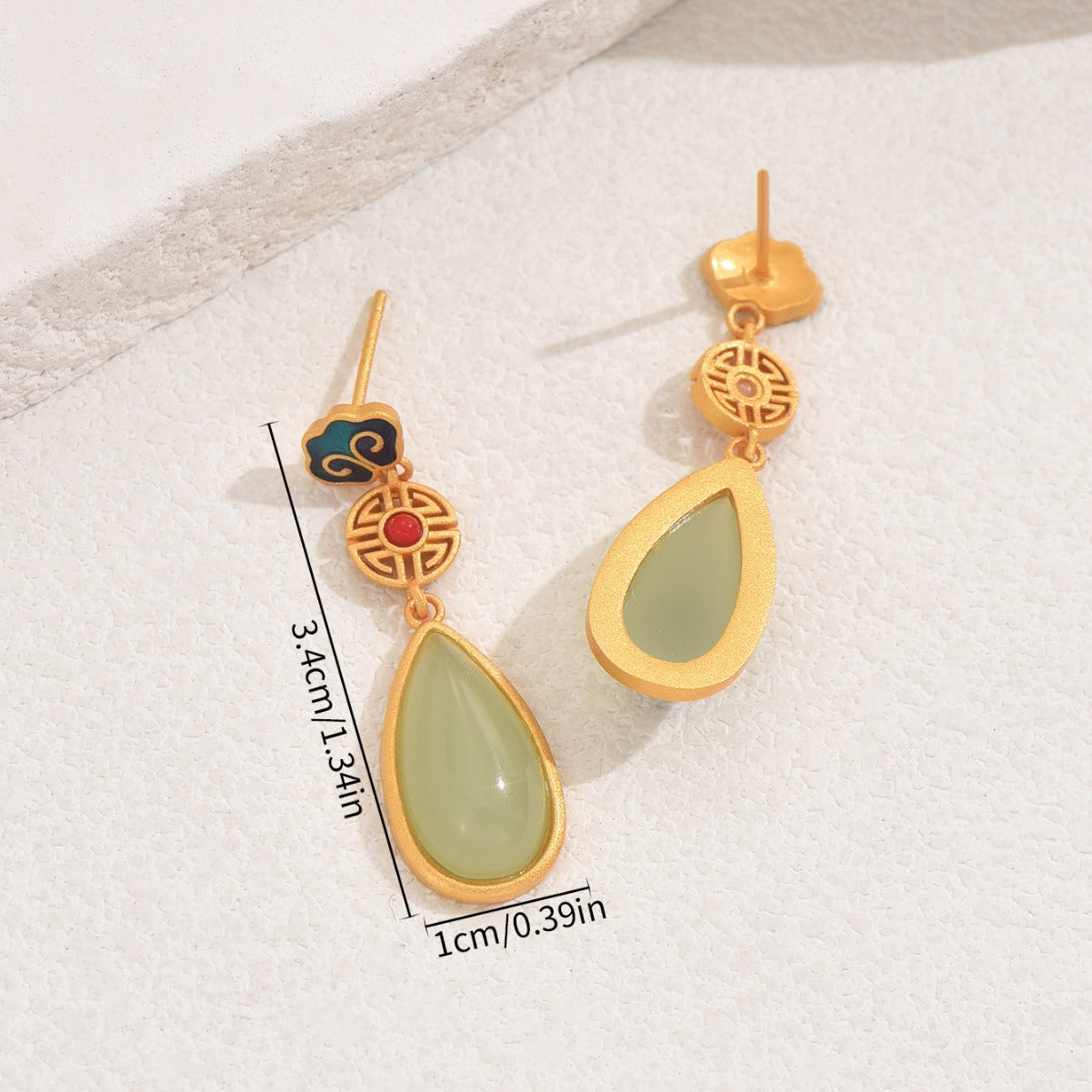 Chinese-style painted enamel auspicious and high-end earrings