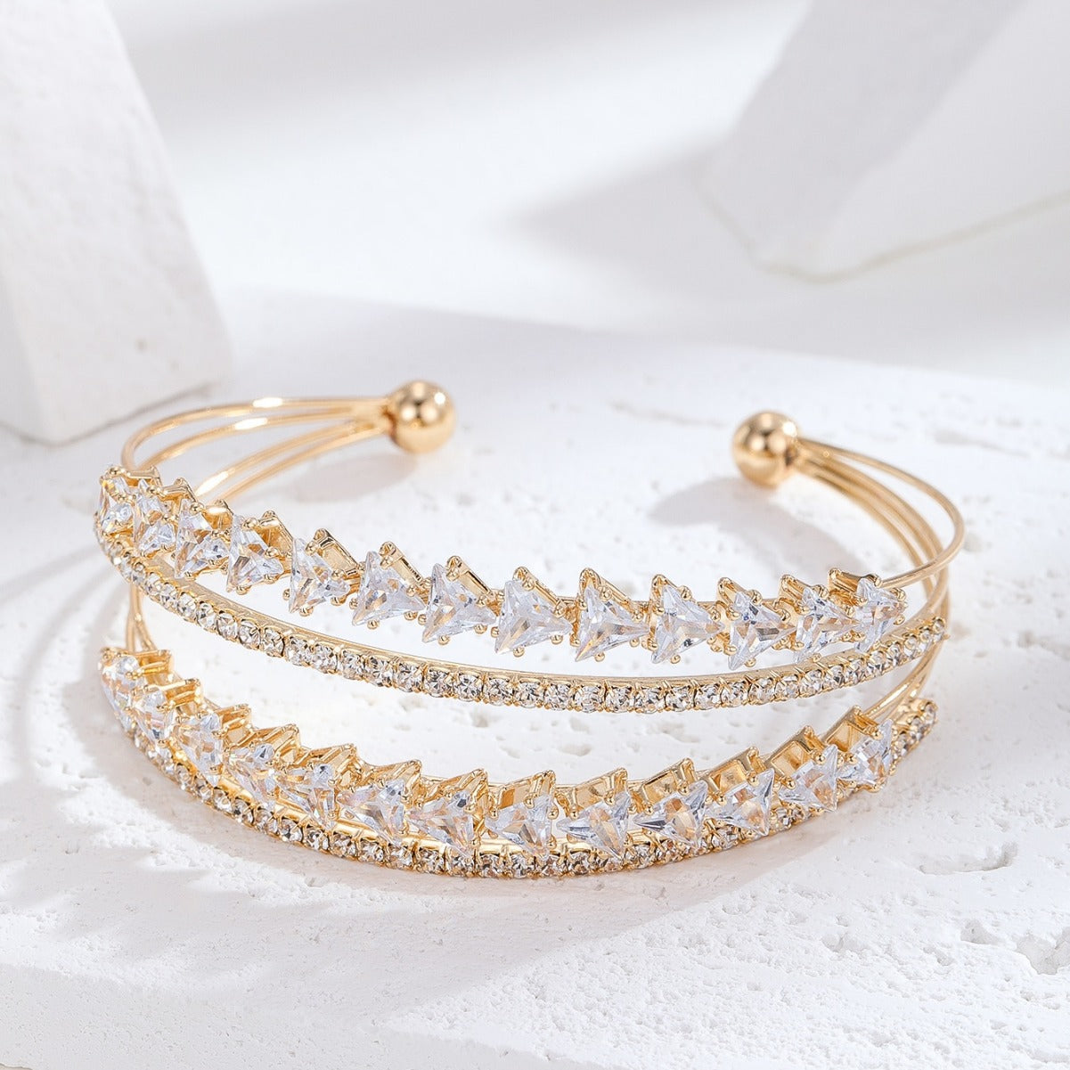 Stylish Adjustable Diamond-Encrusted Bangle