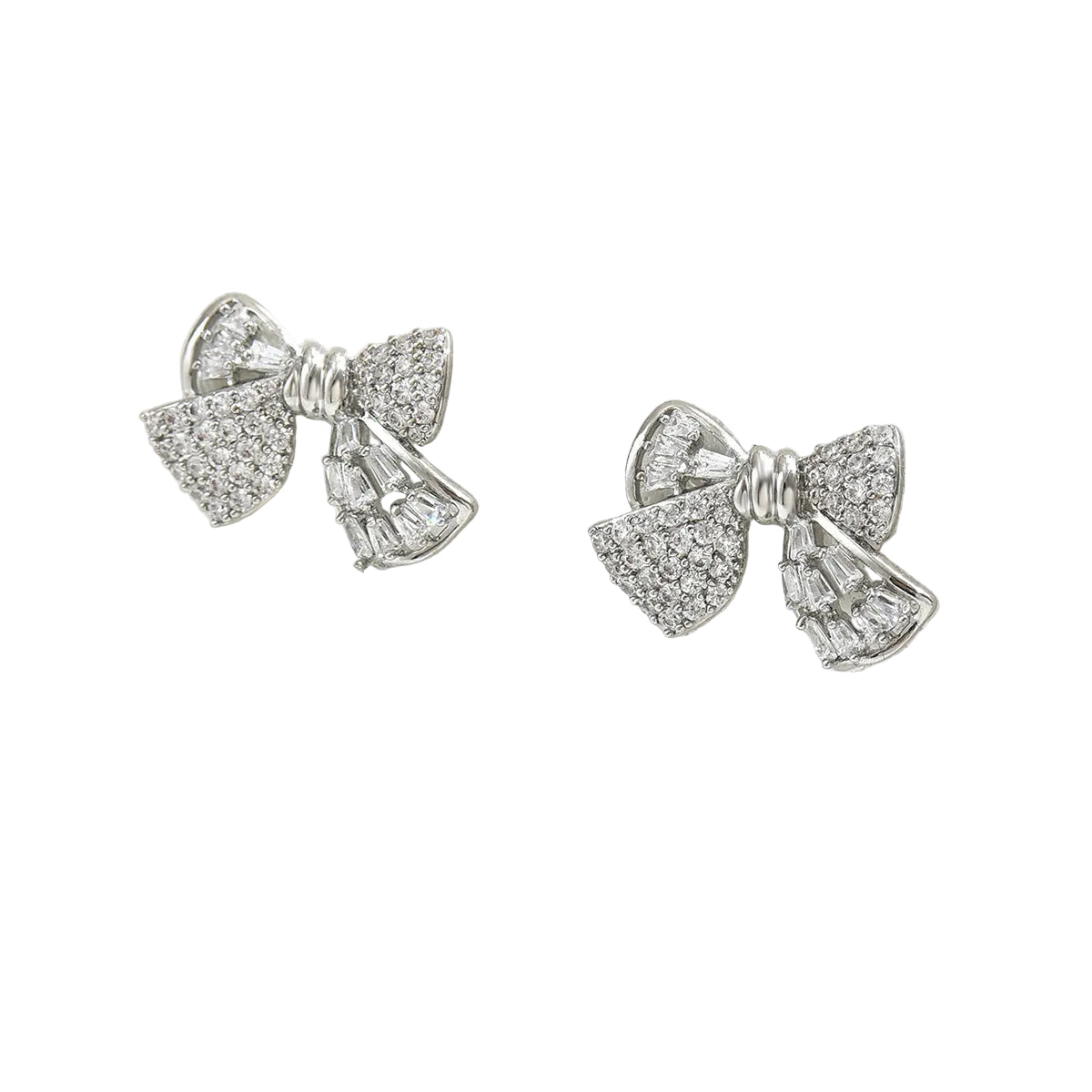 New zircon-inlaid bowknot design earrings